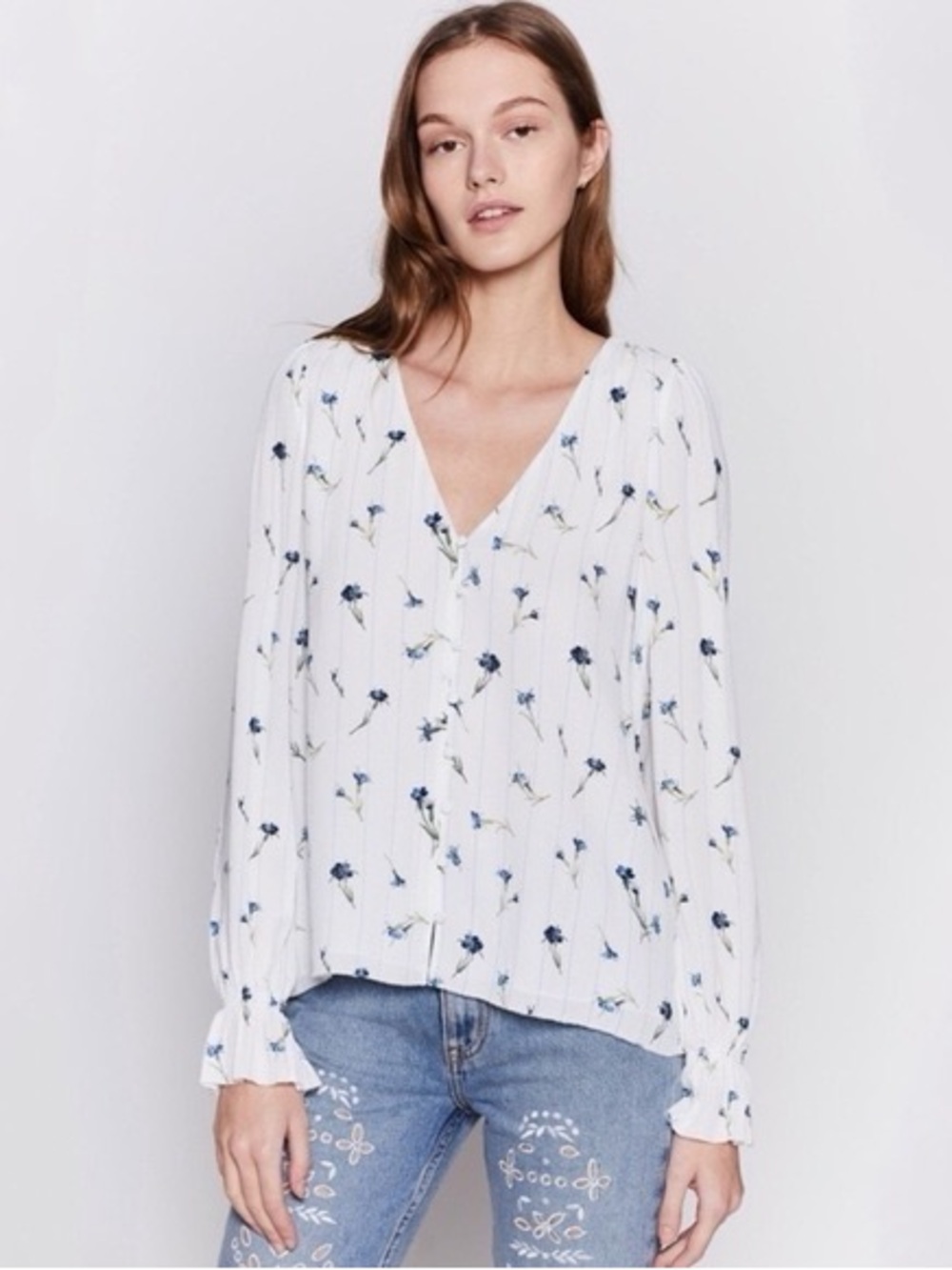 Joie Floral Long-Sleeve Blouse